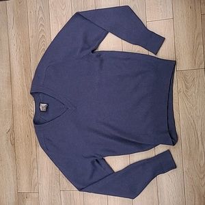 CLAN DOUGLAS‎ Scotland Dark Blue Weave CASHMERE Sz Small Mens V Neck Sweater VTG